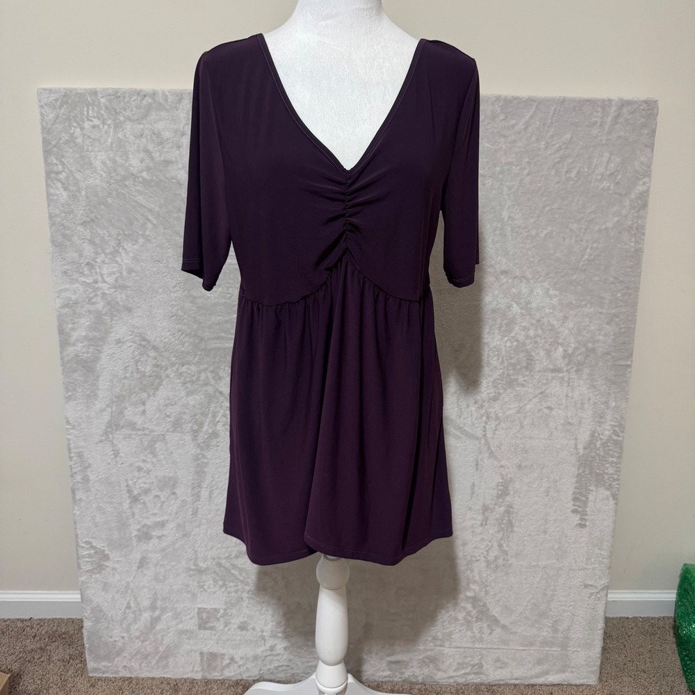 Torrid Womens Purple V Neck Short‎ Sleeve Tunic Top Size 12 Large